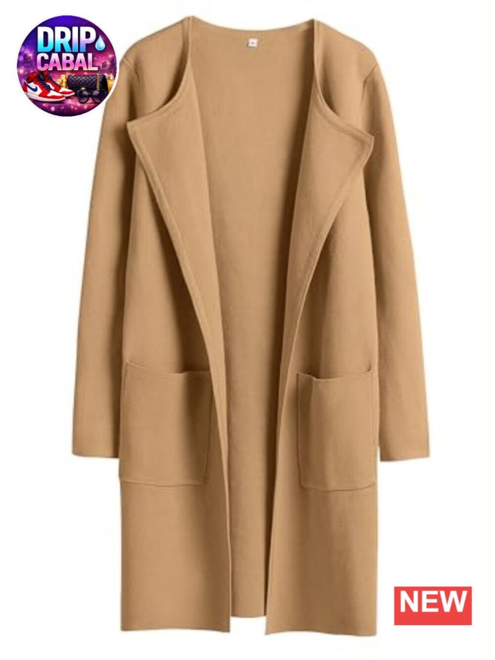 Women's Open Front Knit Cardigan Sweater with Pockets Long Sleeve